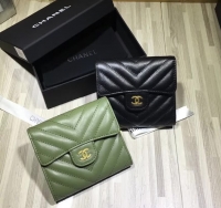 Chanel·小羊皮V綫CF短夾Size:11cm