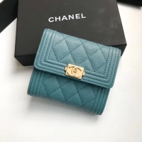 Chanel·粒紋牛皮BOY短夾size：11.5cm