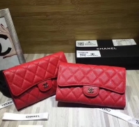 Chanel`粒紋牛皮菱格CF長錢夾；Size:19cm