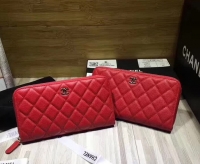 Chanel·粒紋菱格CF拉鏈長夾Size:19cm