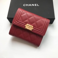 Chanel·粒紋牛皮BOY短夾size：11.5cm