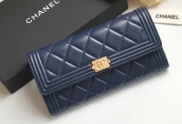 Chanel·小羊皮Leboy按扣長錢夾Size:19cm
