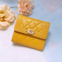 Chanel·粒紋牛皮BOY短夾size：11.5cm