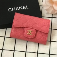 Chanel`粒紋牛皮菱格CF中長錢夾；Size:15cm