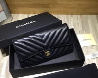Chanel·小羊皮V綫長夾Size:19cm