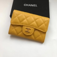 Chanel`粒紋牛皮菱格CF中長錢夾；Size:15cm