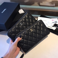 Chanel·顆粒球紋牛皮CF拉鏈長錢夾Size:19cm