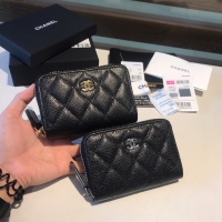 Chanel·細顆粒牛皮多隔層拉鏈卡包Size:11*7cm