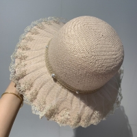 Chanel·香奈兒草帽，太陽帽 超嗲蕾絲拼接，女神必備單品