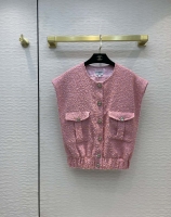 Chanel·粉呢坎肩馬甲小外套單色3碼