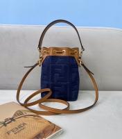 Fendi·牛仔布Mini抽繩水桶包/手挽包3色Size:18*12*10cm