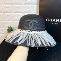 Chanel·純手珍珠配飾流蘇邊草帽