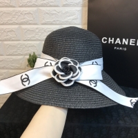 Chanel·山茶花飄帶大草帽