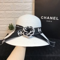 Chanel·山茶花飄帶大草帽